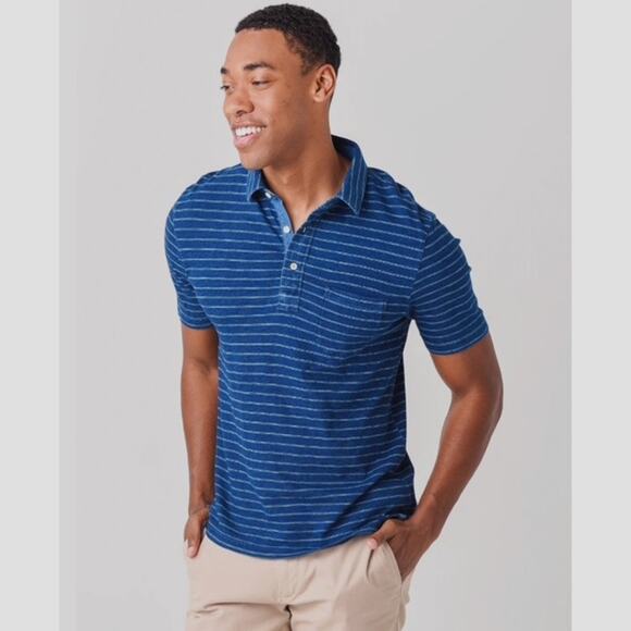 Faherty Other - Faherty Men's Short Sleeve Natural Indigo Dyed Polo Size: Large 100% Cotton